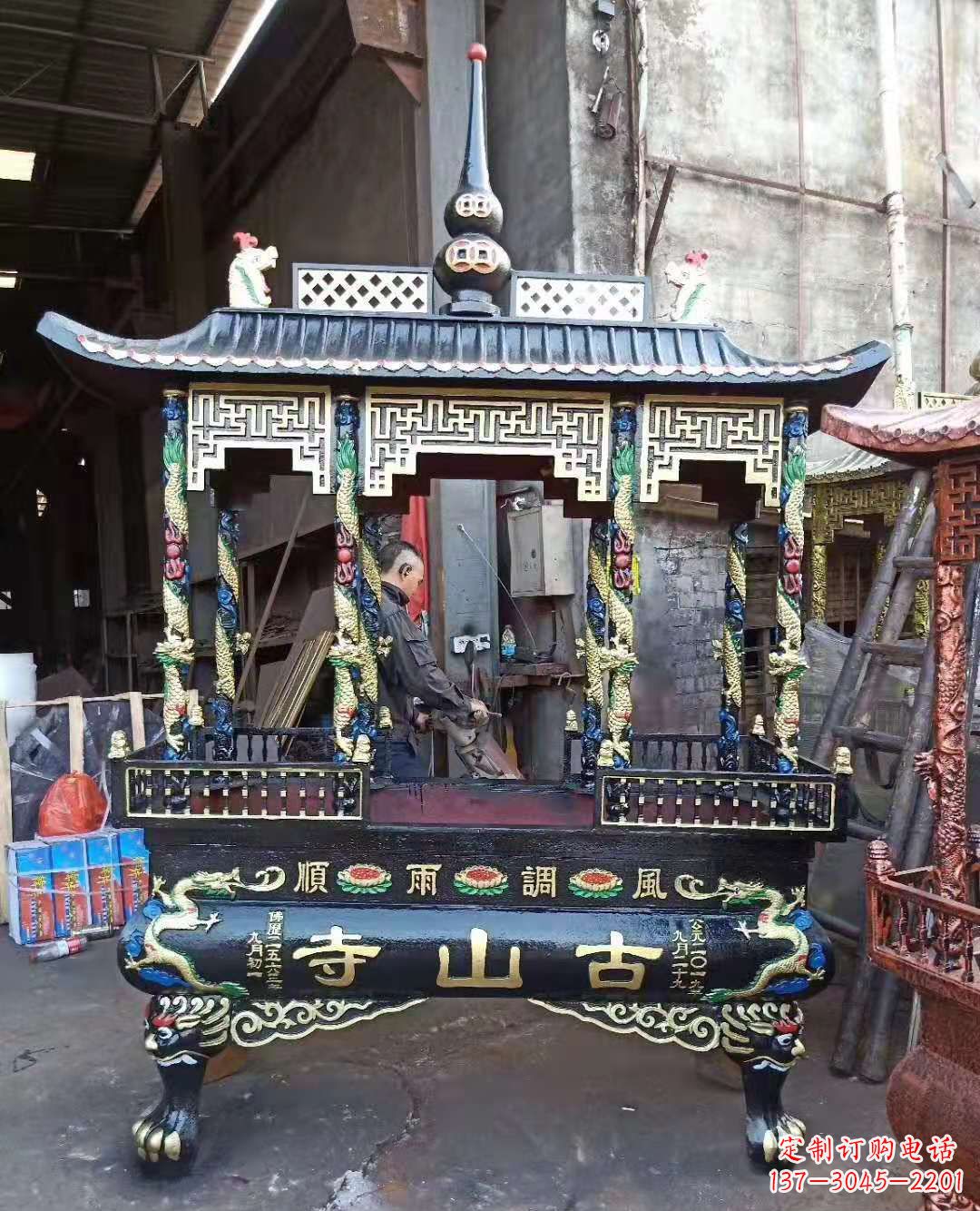 铜雕香炉寺庙景观雕塑
