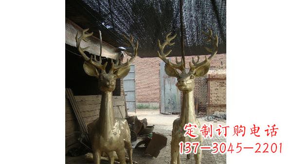 铜雕小鹿公园动物雕塑 (2)