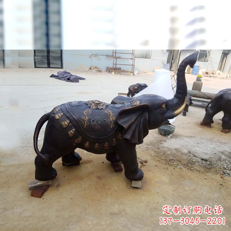 铜雕小象雕塑摆件