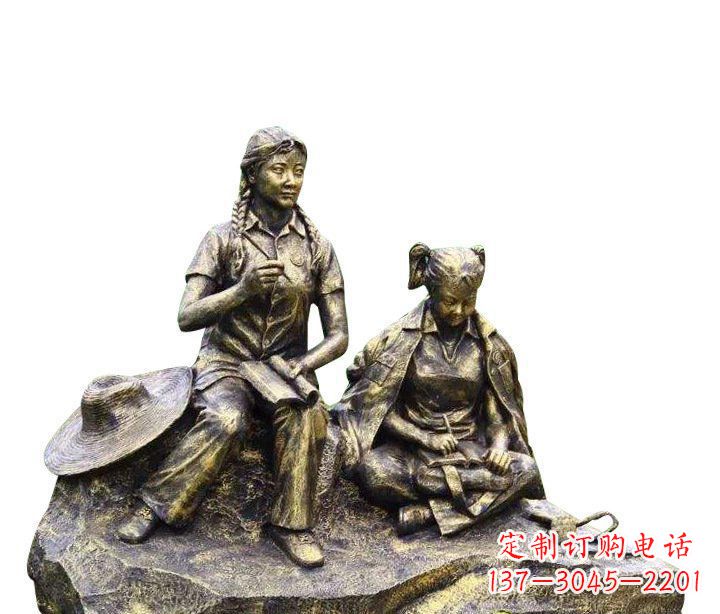 铜雕校园读书人物雕塑 (2)