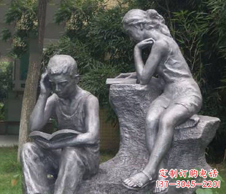 铜雕校园读书学生摆件