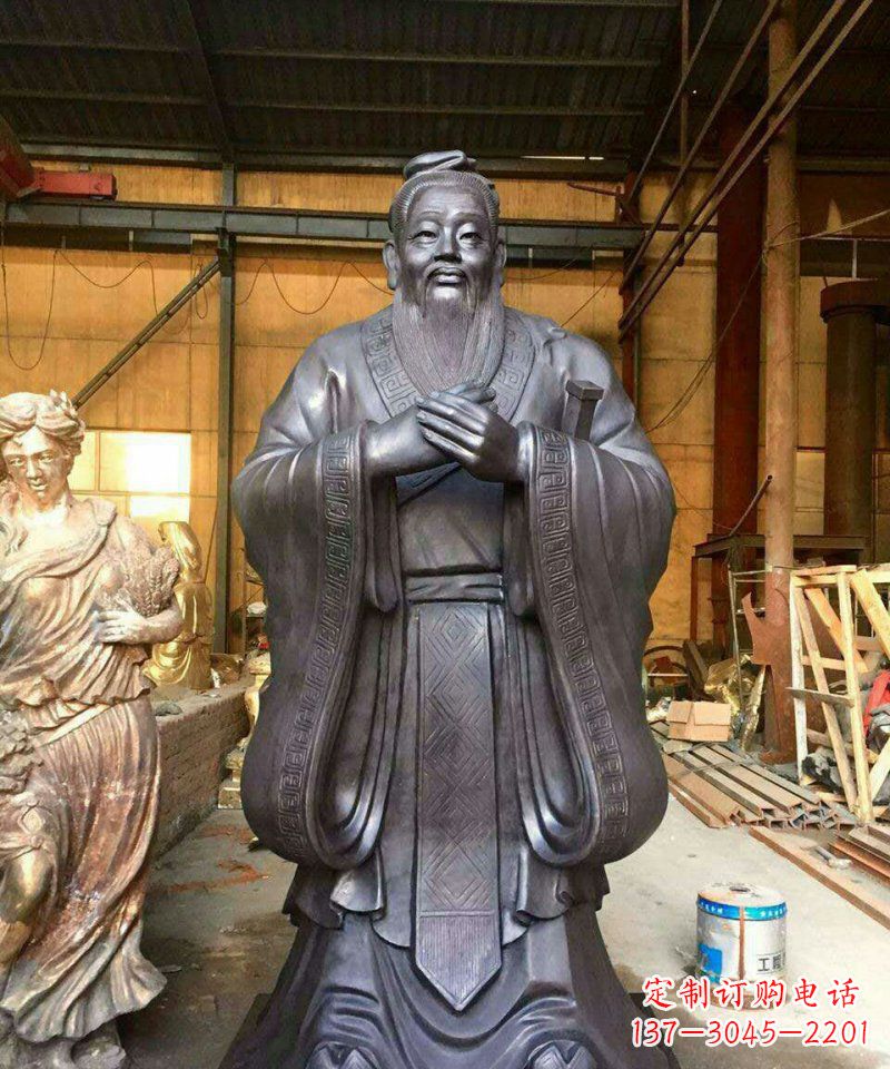 铜雕校园孔子人像雕塑