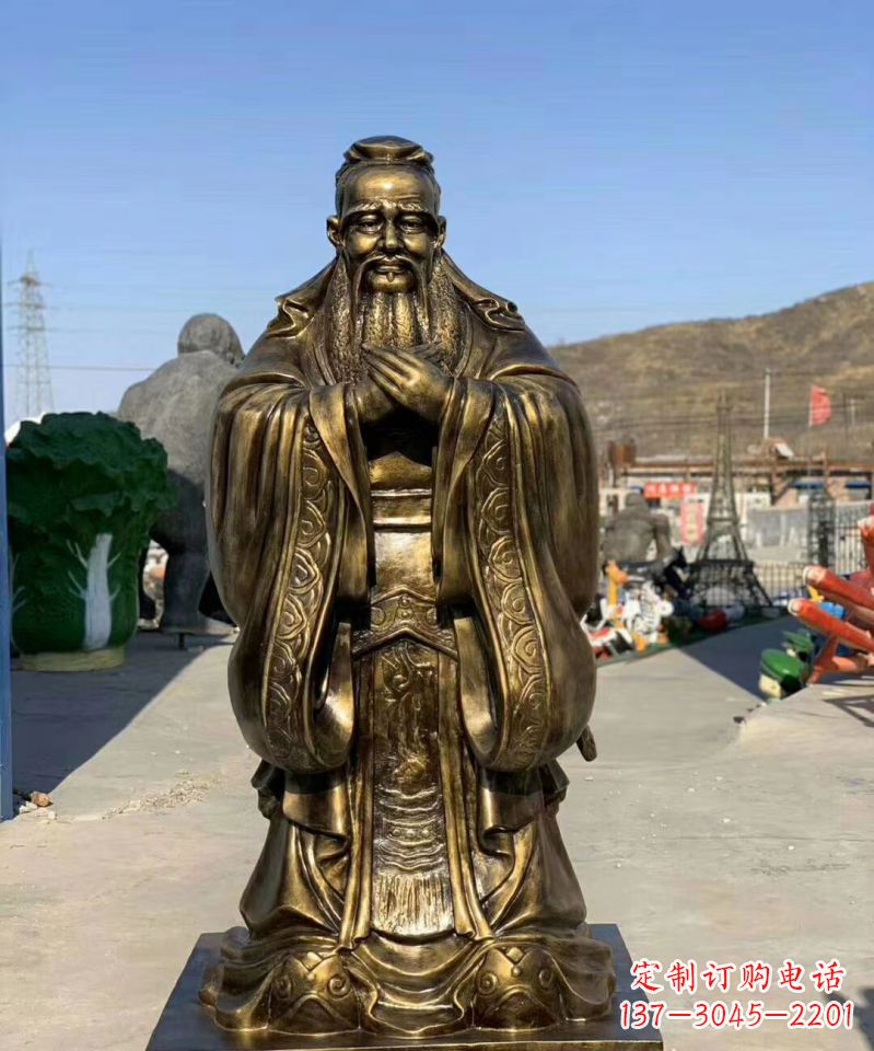 铜雕学校孔子人物雕塑
