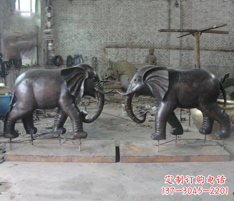 铜雕园林动物大象雕塑 (2)