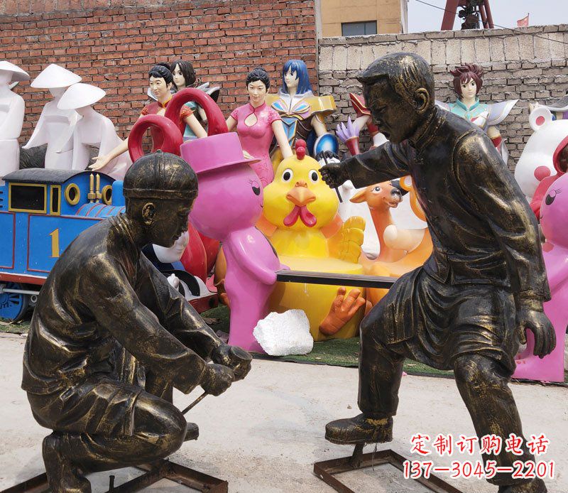 铜雕园林仿真人物雕塑