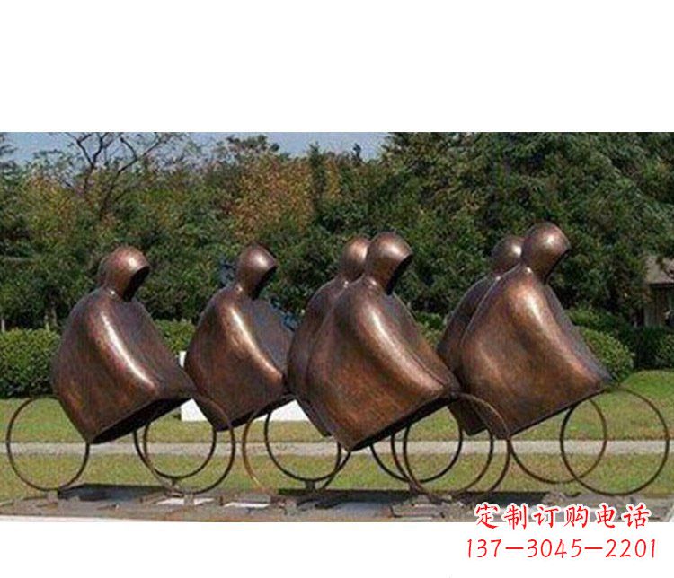 铜雕园林减肥人物雕塑