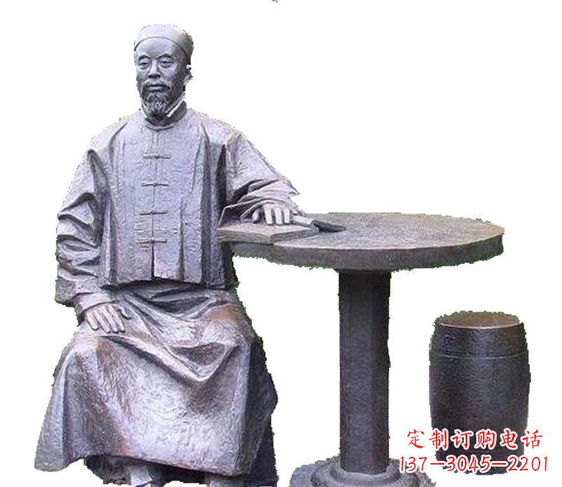 铜雕园林看书人物雕塑