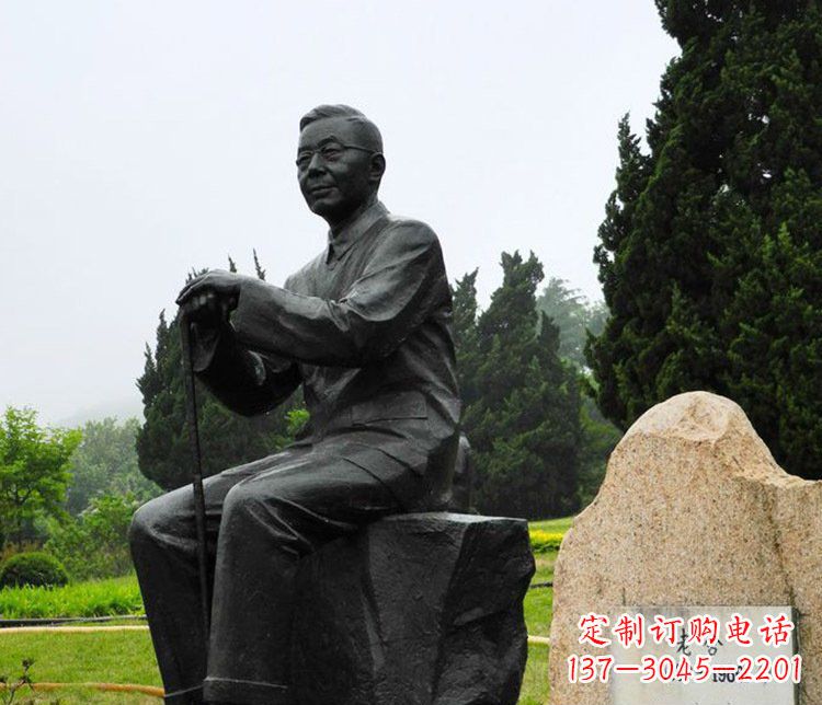 铜雕园林老舍人物雕塑