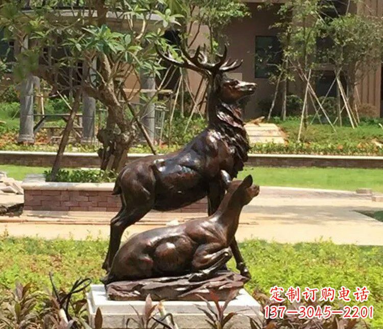 铜雕园林梅花鹿雕塑摆件