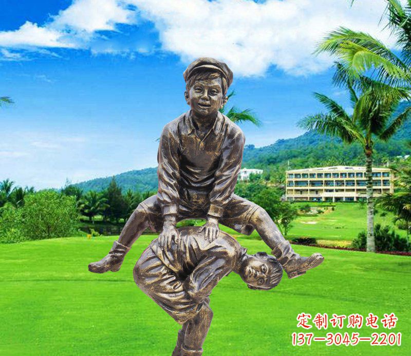 铜雕园林玩游戏儿童雕塑