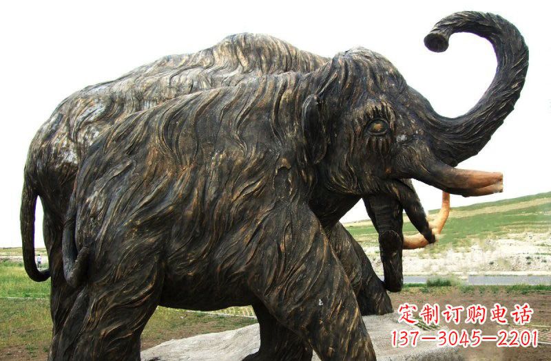 铜雕长毛象动物雕塑