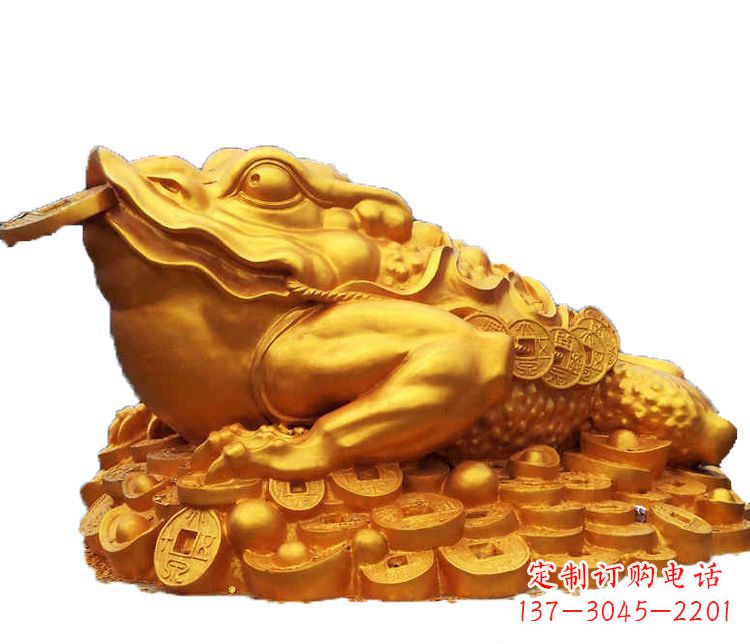 铜雕招财献钱金蟾