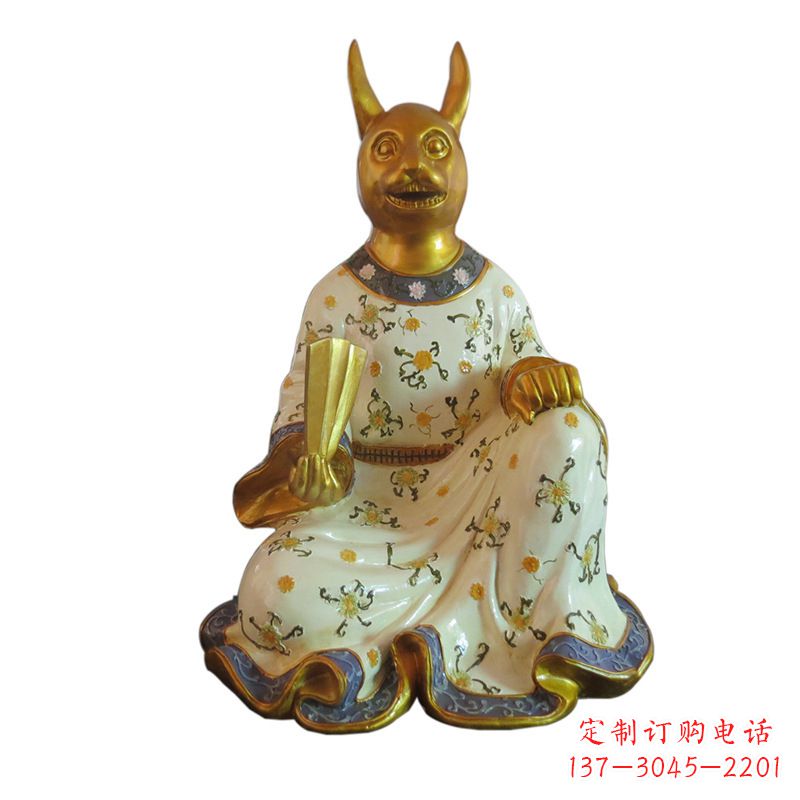 兔-玻璃钢彩绘生肖雕塑