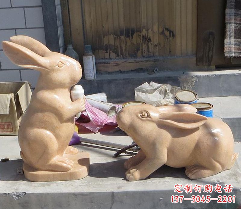 兔子石雕公园动物摆件
