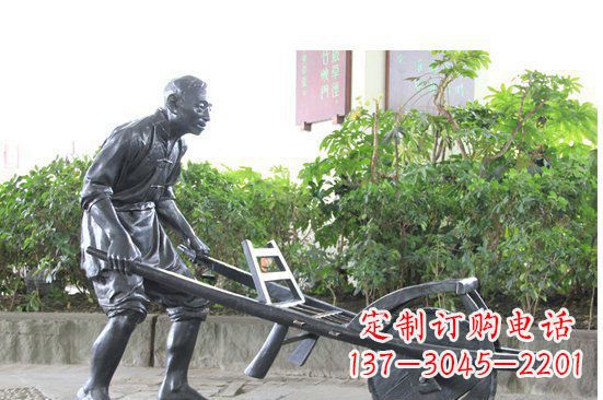 推单脚单车人物公园景观铜雕