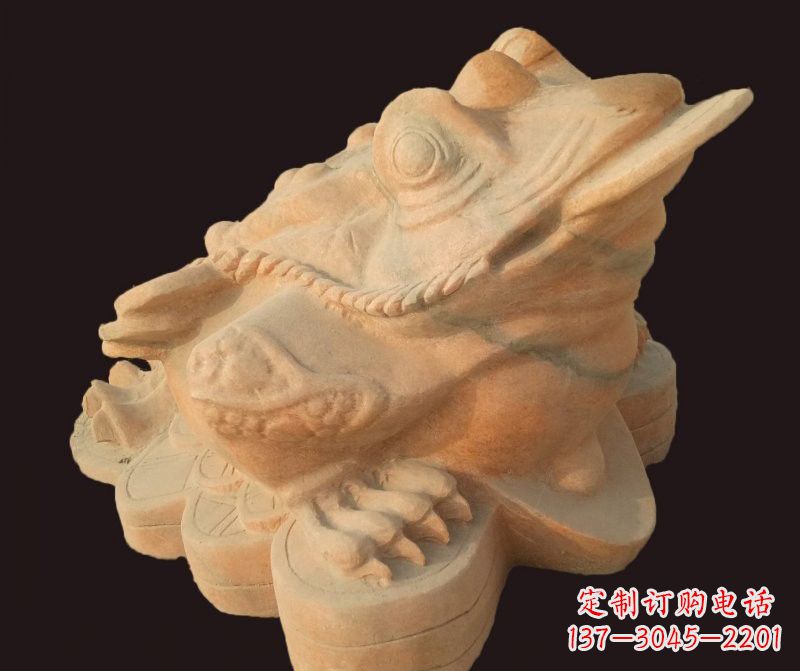晚霞红材质的金蟾石雕