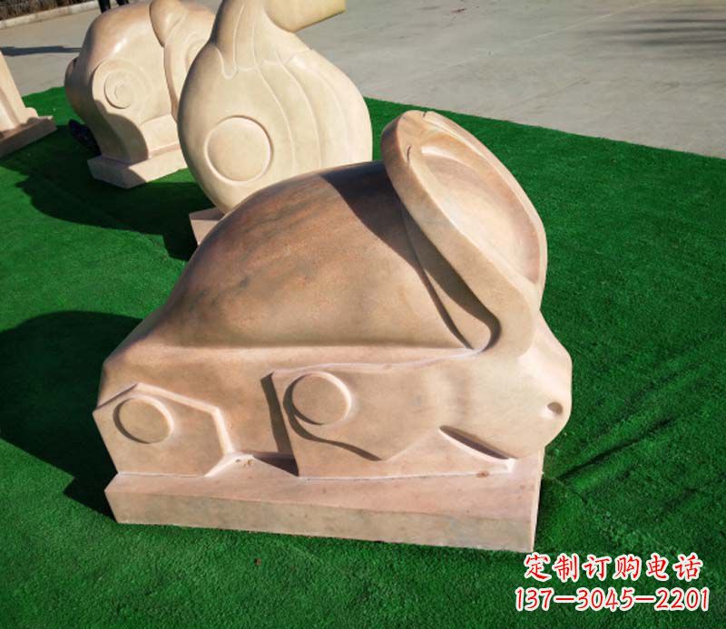 晚霞红抽象十二生肖石雕
