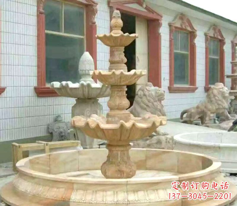 晚霞红大型喷泉石雕 (3)