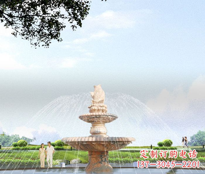 晚霞红多层大型石雕喷泉 (4)