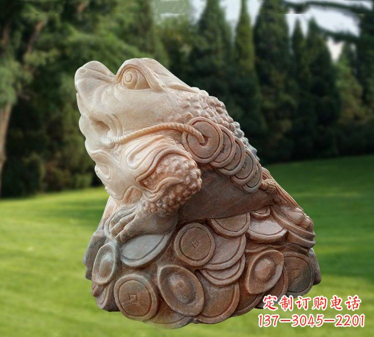 晚霞红金蟾石雕 (2)