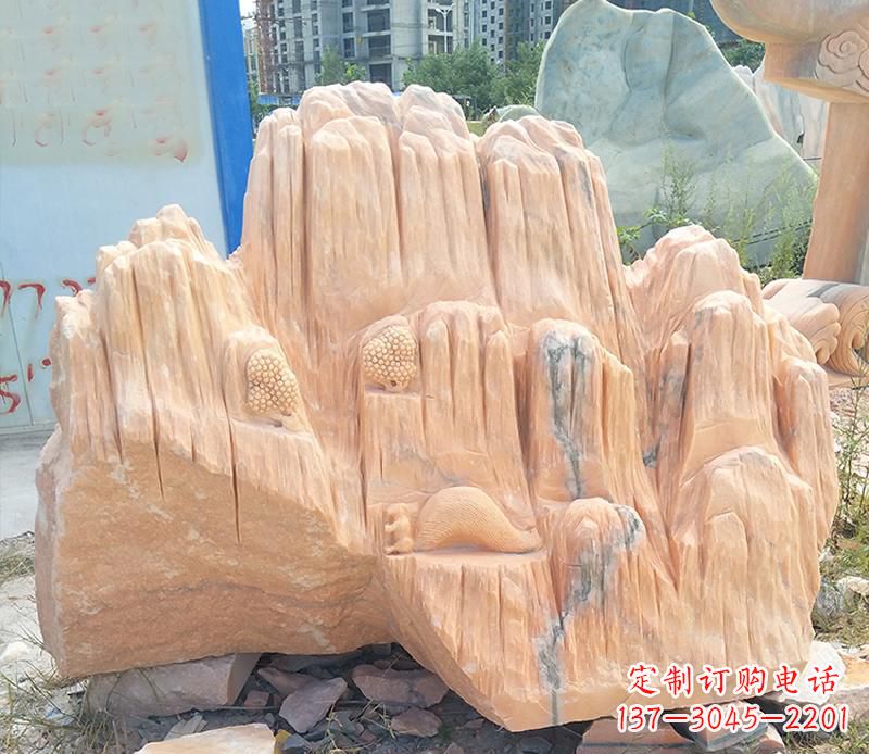 晚霞红景观假山雕塑