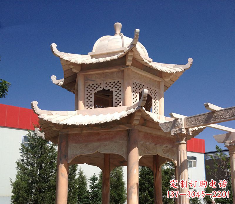 晚霞红景观凉亭雕塑