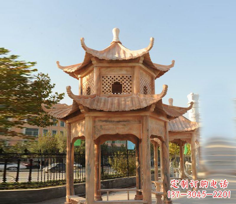 晚霞红景区休息凉亭