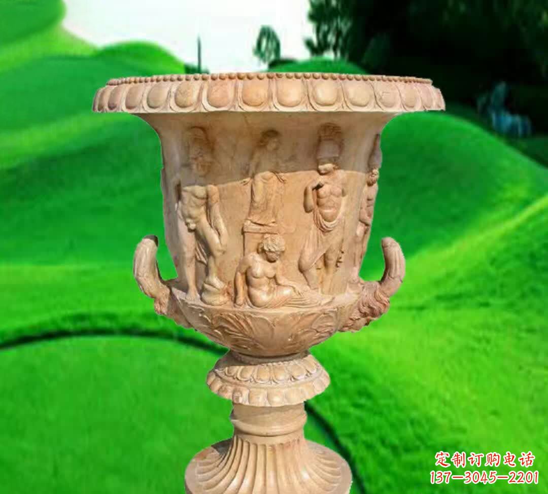 晚霞红欧式花盆石雕