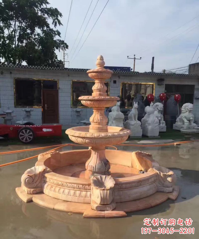 晚霞红欧式流水喷泉