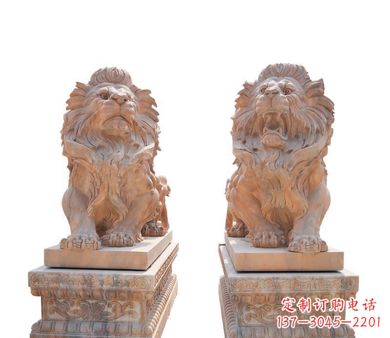 晚霞红欧式狮子雕塑