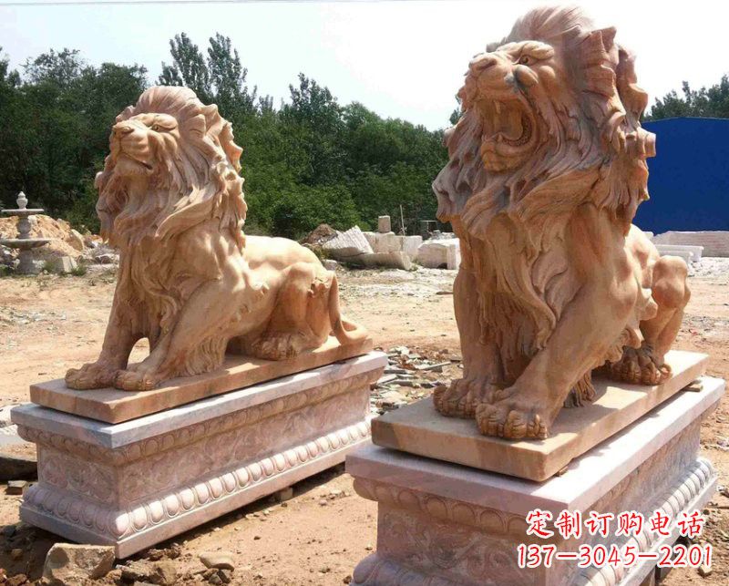 晚霞红欧式狮子雕塑222