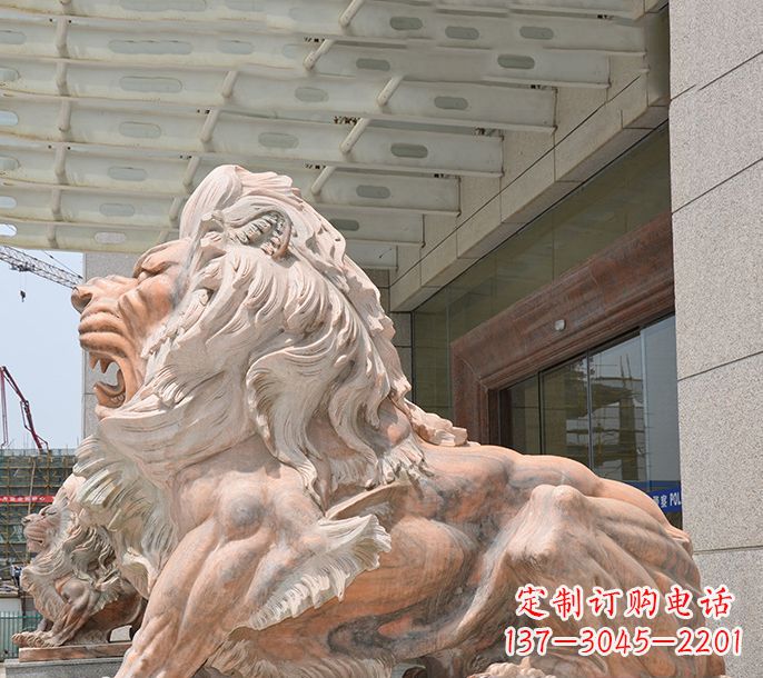 晚霞红欧式狮子石雕 (3)