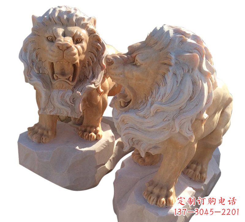 晚霞红欧式西洋狮子雕塑