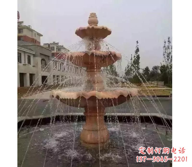 晚霞红喷泉雕塑