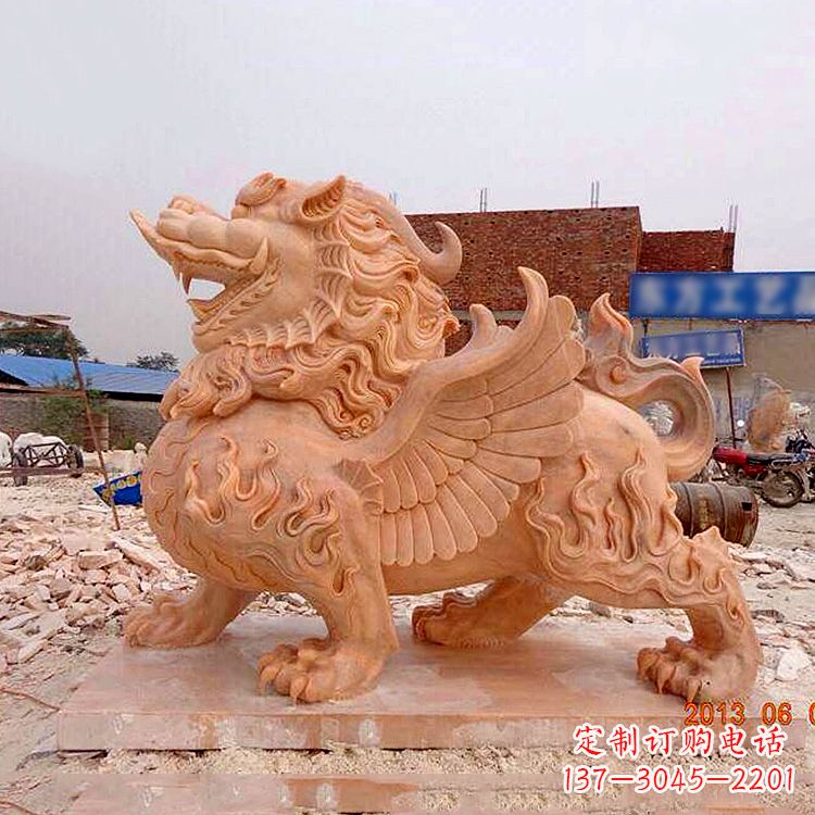 晚霞红貔貅雕塑