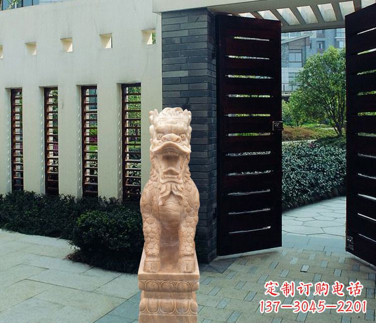 晚霞红瑞兽麒麟雕塑