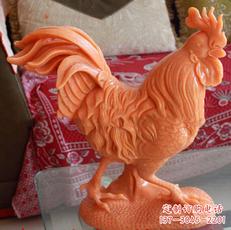 晚霞红生肖公鸡雕塑