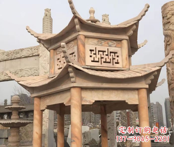 凉亭雕塑 - 晚霞/双层/石雕/凉亭 凉亭雕塑 - 晚霞/双层/石雕/凉亭