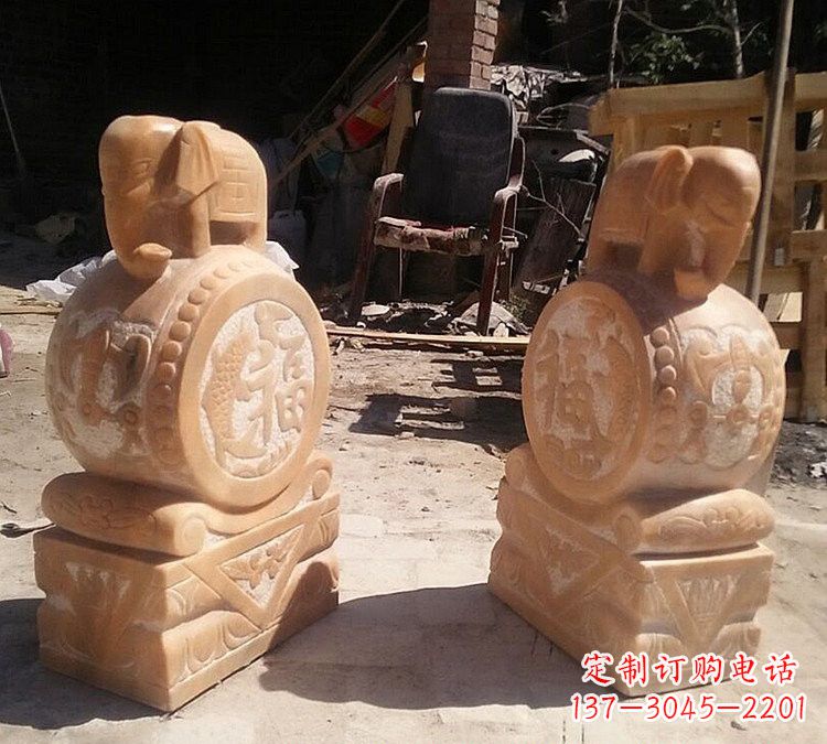 晚霞红小象门墩