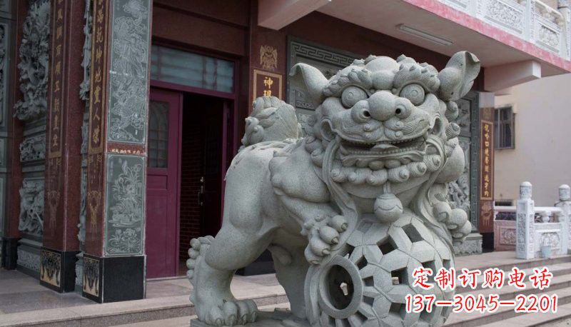 网球狮石雕南方狮子雕塑