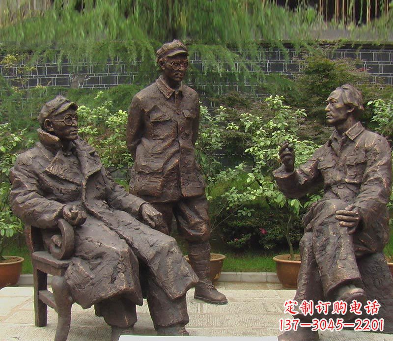 伟人毛泽东刘伯承铜雕