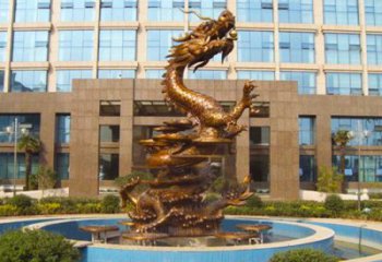 企业大门铜雕龙喷泉景观雕塑