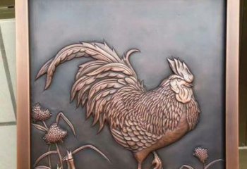 企业酒店锻铜公鸡浮雕