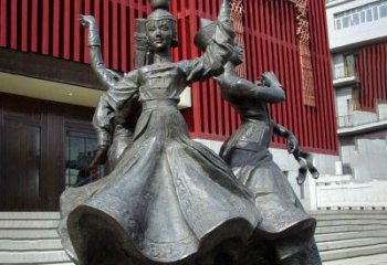 少数民族美女跳舞铜雕