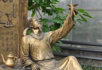 诗仙李白铜雕像
