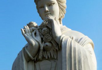 十二花神之五月石榴李氏汉白玉古代美女雕像