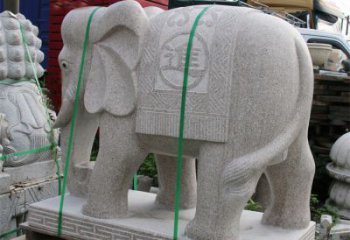 石雕大象财神