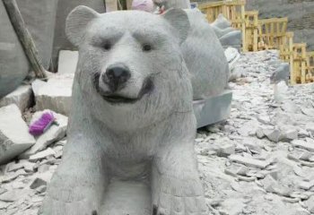 石雕狗熊动物雕塑 