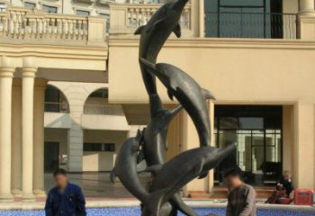 跳跃海豚景观铜雕