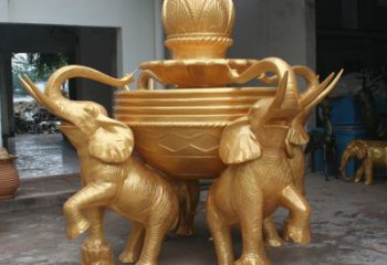 铜雕喷水大象雕塑